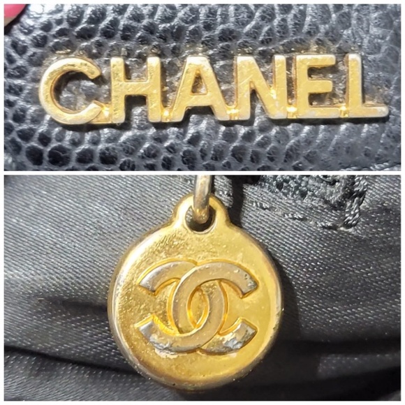 Authentic Chanel Vintage Caviar Leather Sac Shopping Shoulder Bag Black - Picture 11 of 16
